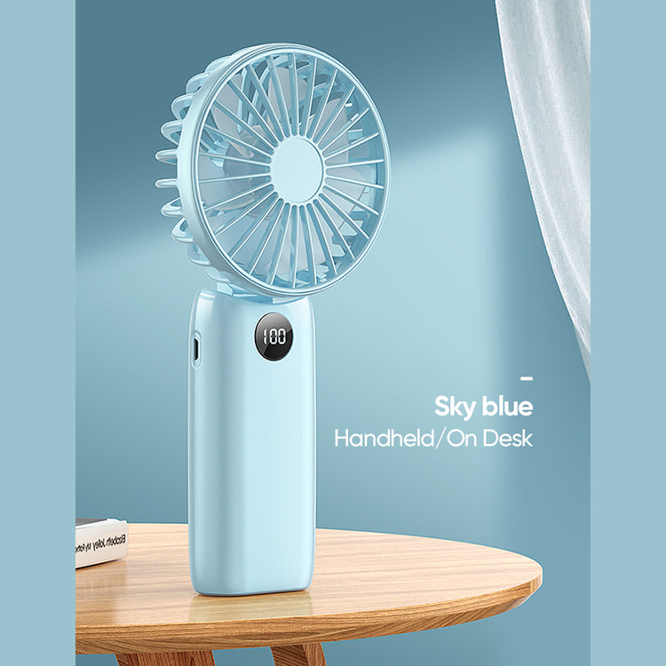JOYROOM Foldable Handheld Fan – Digital Display Portable Mini Fan