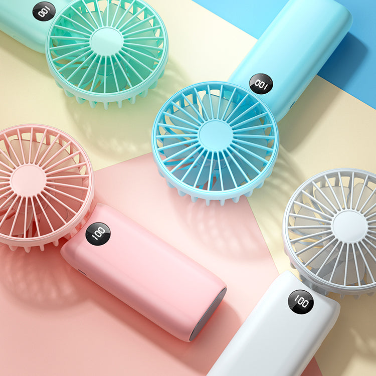JOYROOM Foldable Handheld Fan – Digital Display Portable Mini Fan