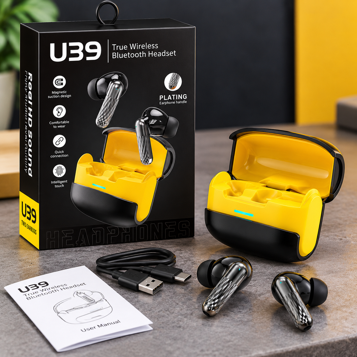 U39 Wireless Earbuds – Deep Bass & ENC