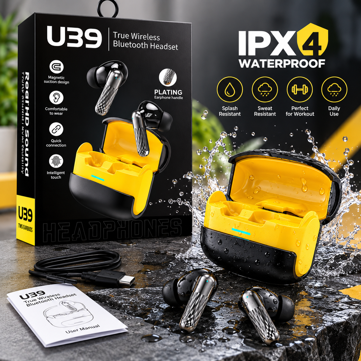 U39 Wireless Earbuds – Deep Bass & ENC